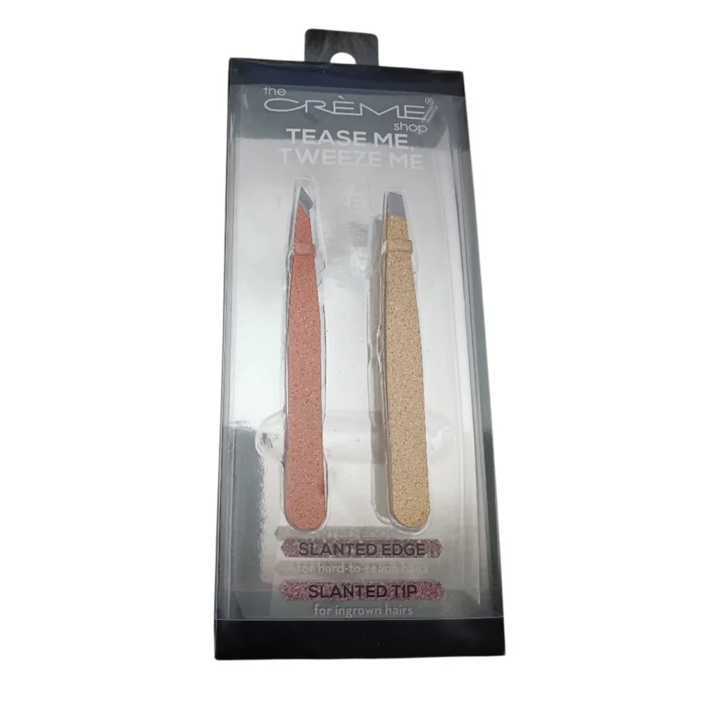 The Crème Shop Tease Me Tweeze Me Tweezer set 1 Slanted Edge - 1 Slanted Tip